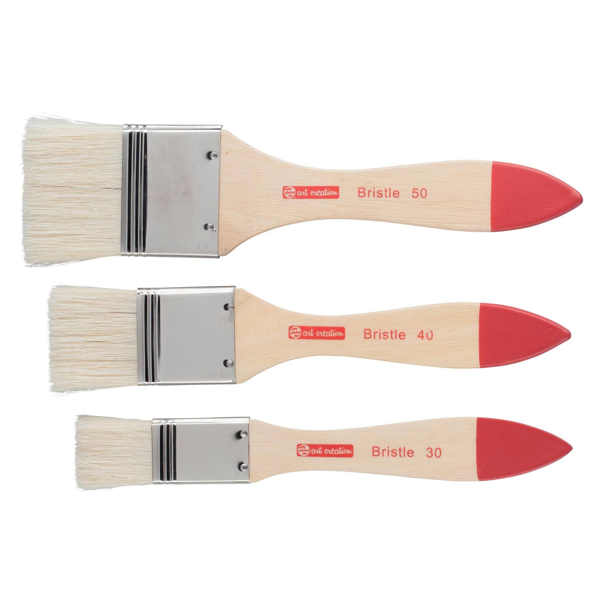Talens, Borstel, Olieverf- En Acrylpenseelset Varkenshaar 3 Spalter Penselen