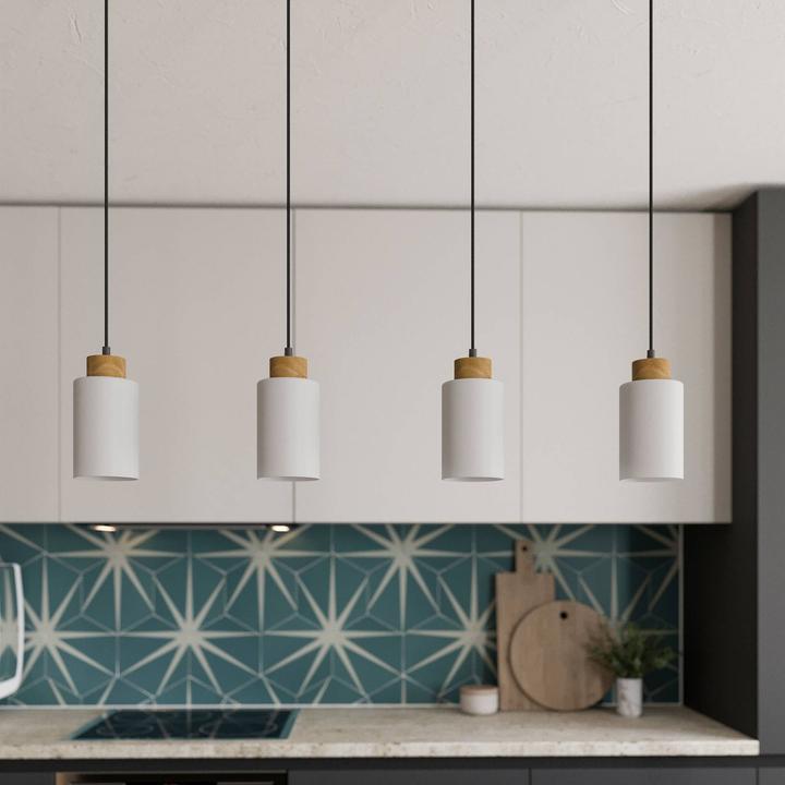Actual product image Envostar Talia 4 pendant light Black/Wood/White (E27)