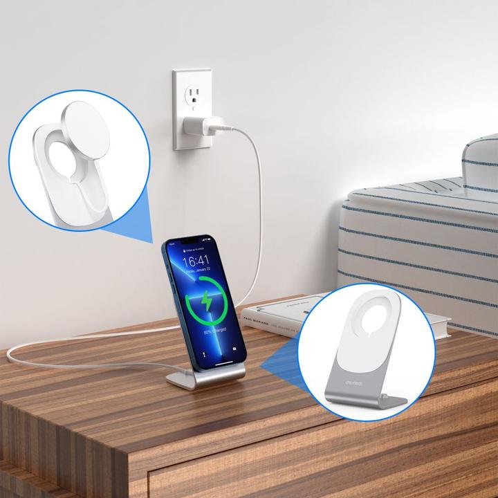 Produktbild Choetech 15W Qi wireless inductive charger with MagSafe white (H046+T518-F) (15 W)