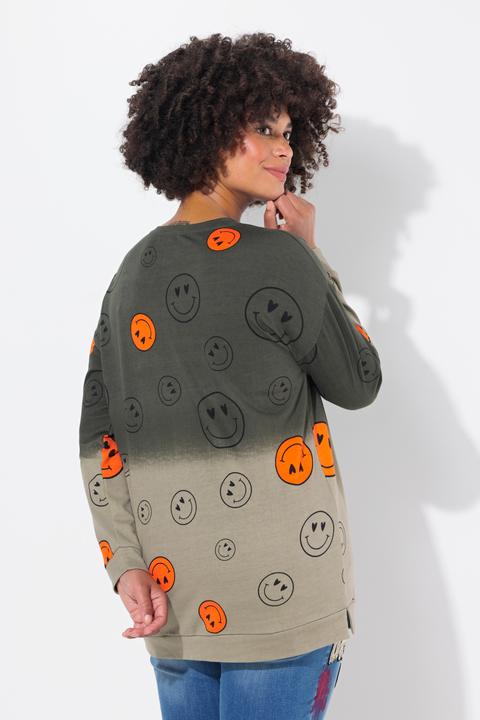 Actual product image Angel of Style Oversized Long-Sleeve Color Gradient Smiley Print Sweatshirt (50)