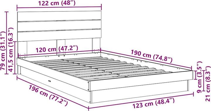 Produktbild vidaXL Bettgestell (120 x 190 cm)