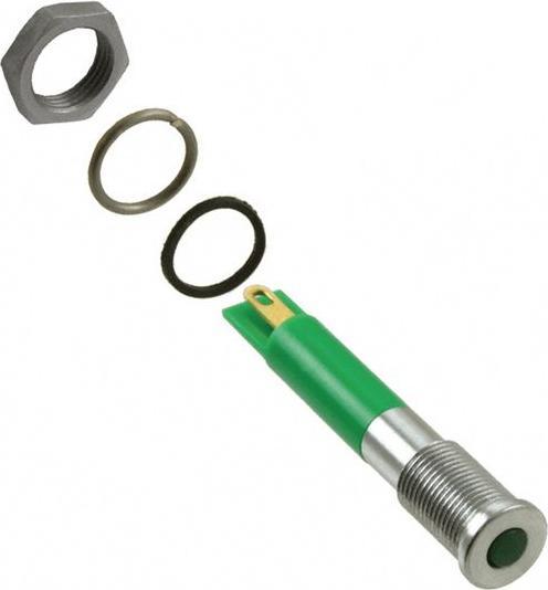 Produktbild RS PRO 6mm flush satin chrome LED, green 24Vdc