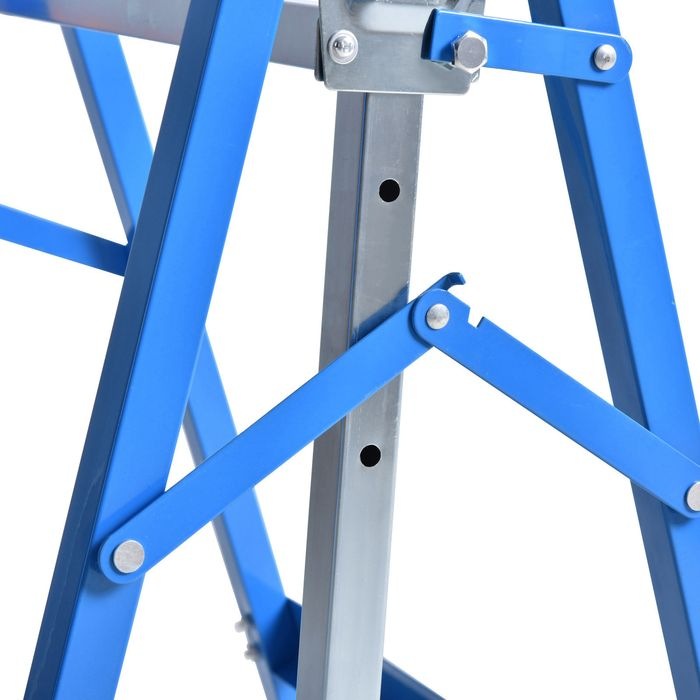 Produktbild Swisshandel24 2 x Gerüstbock Unterstellbock Klappbock höhenverstellbar bis 200kg Stahl Blau 68 x 58 x 80-130 cm (58 cm, 68 cm)