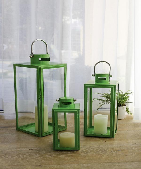 Actual product image Mojawo 3er Set Windlicht - Laternen Set Stalllaterne Metall Lime 30/40/53cm