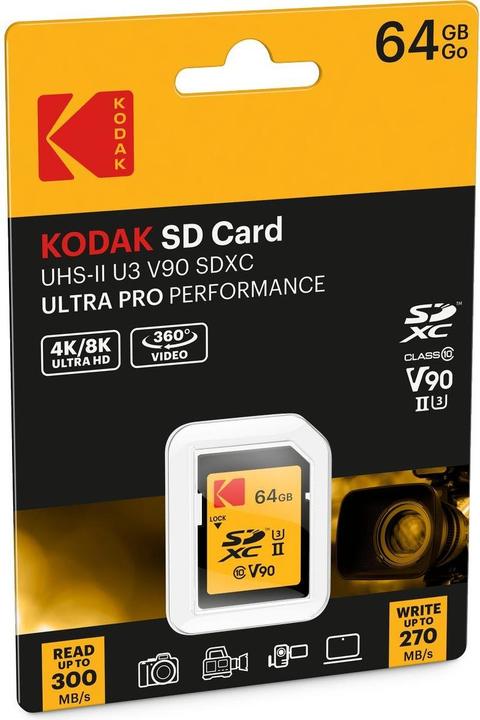 Immagine prodotto Kodak SD 64GB UHS-II U3 V90 Ultra Pro (64 GB, SD, U3, UHS-II)
