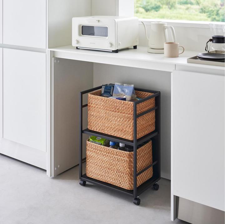 Actual product image Yamazaki 2-tier semi-enclosed storage trolley TOWER