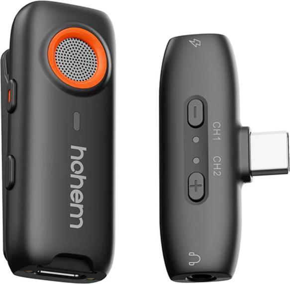 Hohem MIC 01 Wireless Lavalier Microphone, TYPE C (2TX+1RX) Black (Smartphone, Compact camera)