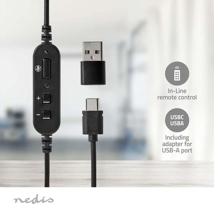 Immagine prodotto Nedis Cuffie per PC Over-Ear - Nero (Cablato, USB-A, Team Microsoft, Zoom)