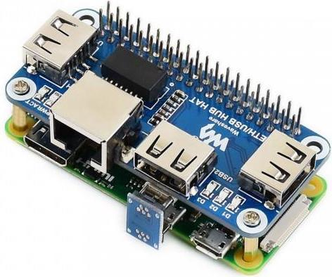 Produktbild WaveShare Ethernet / USB HUB HAT für Raspberry Pi Zero, 1x RJ45, 3x USB