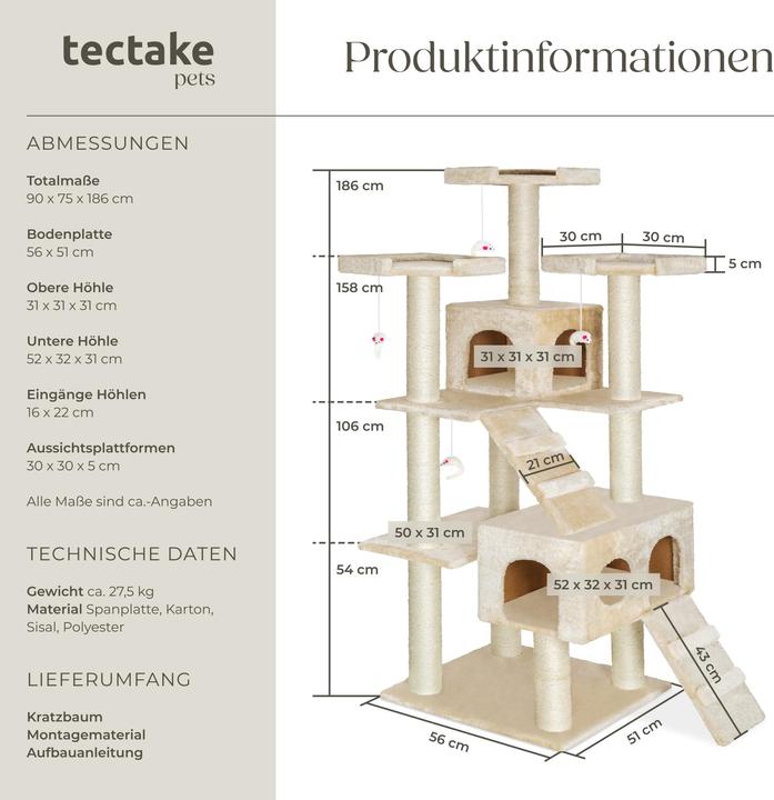 Produktbild tectake Knuti (186 cm, Beige)