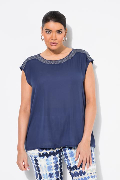 Produktbild Ulla Popken Shirt, Ziersteine, Rundhals, ärmellos, Materialmix (46, 48)
