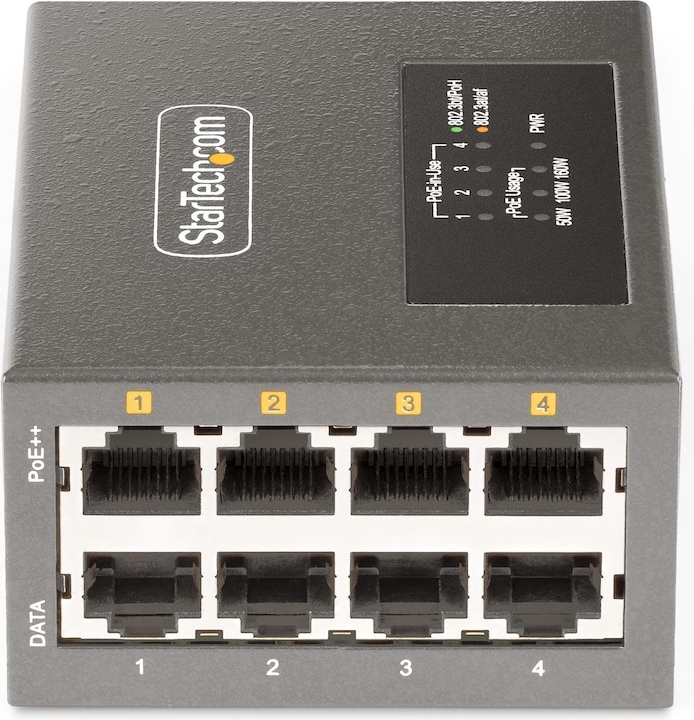 Produktbild StarTech COM 4-Port Multi-Gigabit PoE++ Injector 5/2.5G Ethernet NBASE-T PoE/PoE+/PoE++ 802.3af/802. (802.3bt (PoE++), 802.3af (PoE), 802.3at (PoE+), 160 W)