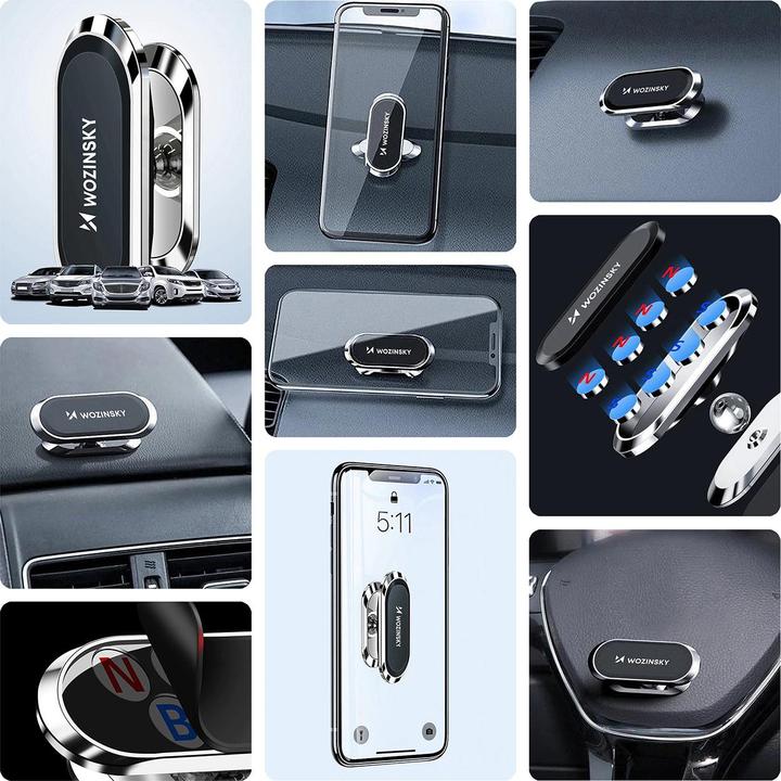 Productafbeelding Wozinsky Zelfklevende Magnetische 360 Autodashboardbevestiging Zilver (WMH-06)