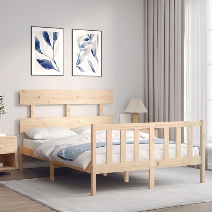 Produktbild VidaXL Massivholzbett mit Kopfteil 140x190 cm (140 x 190 cm)