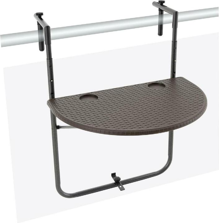 Produktbild VCM Balkonhängetisch Balkontisch Wandklapptisch Hängetisch stabil 59 x40 cm braun (59 x 40 x 83 cm)