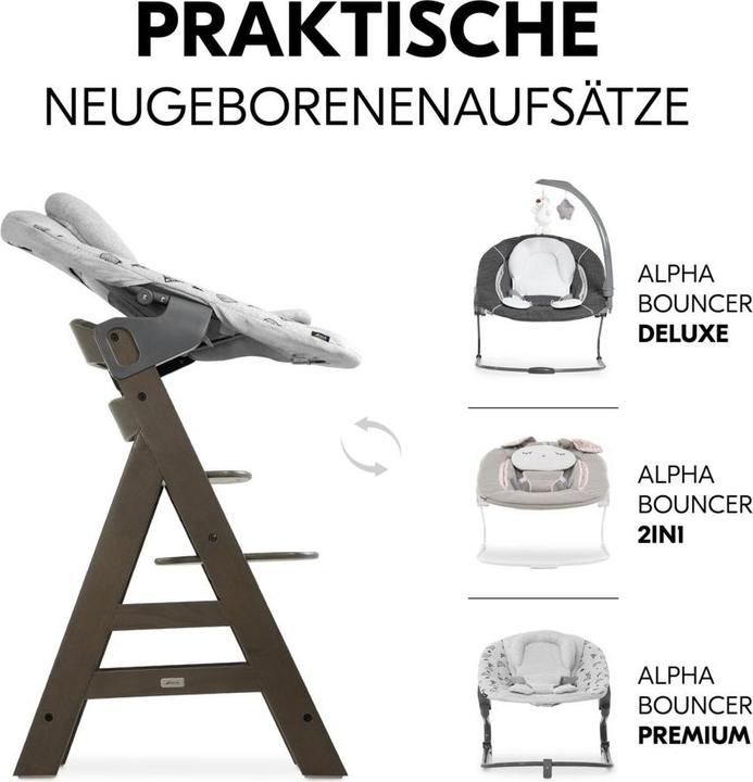 Produktbild Hauck Hochstühle Hochstuhl Alpha Plus Select Charcoal - im Sparset (Hochstuhl Sitzerhöhung)