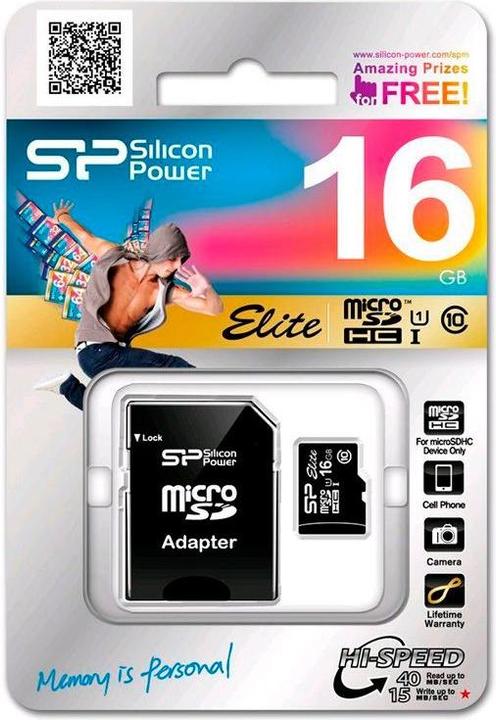 Actual product image Silicon Power Elite (16 GB, microSDHC, U1, UHS-I)