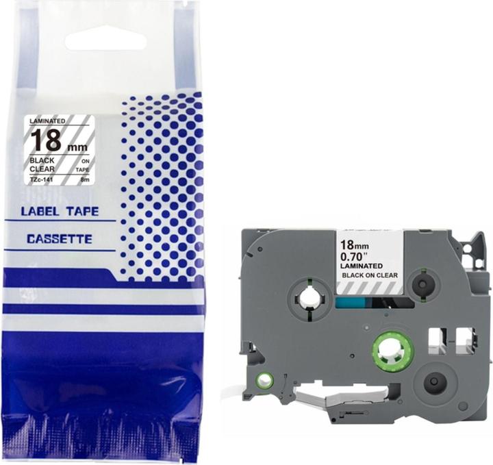 Hermex Alternatives Etikettenband zu Brother TZe-141 Beschriftungsband (1.80 cm, Transparent)