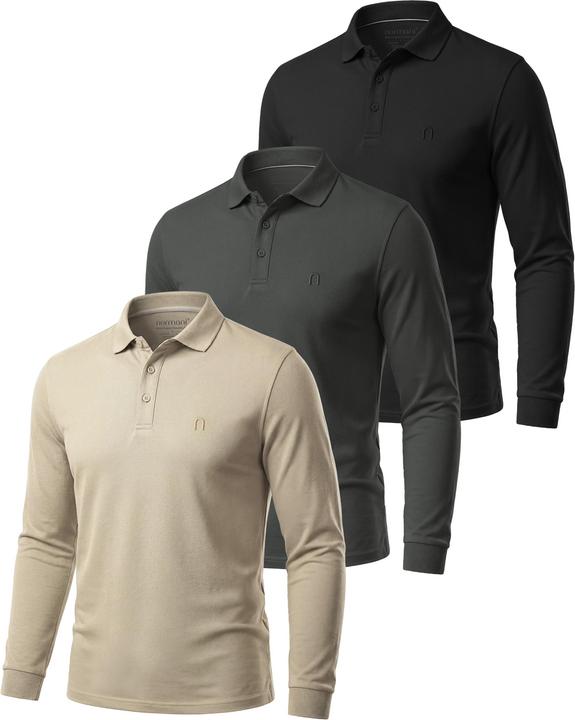 Produktbild Normani 3er Set Herren Langarm Poloshirt Lyroe (50, M)