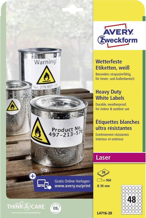 Actual product image Avery Weatherproof labels