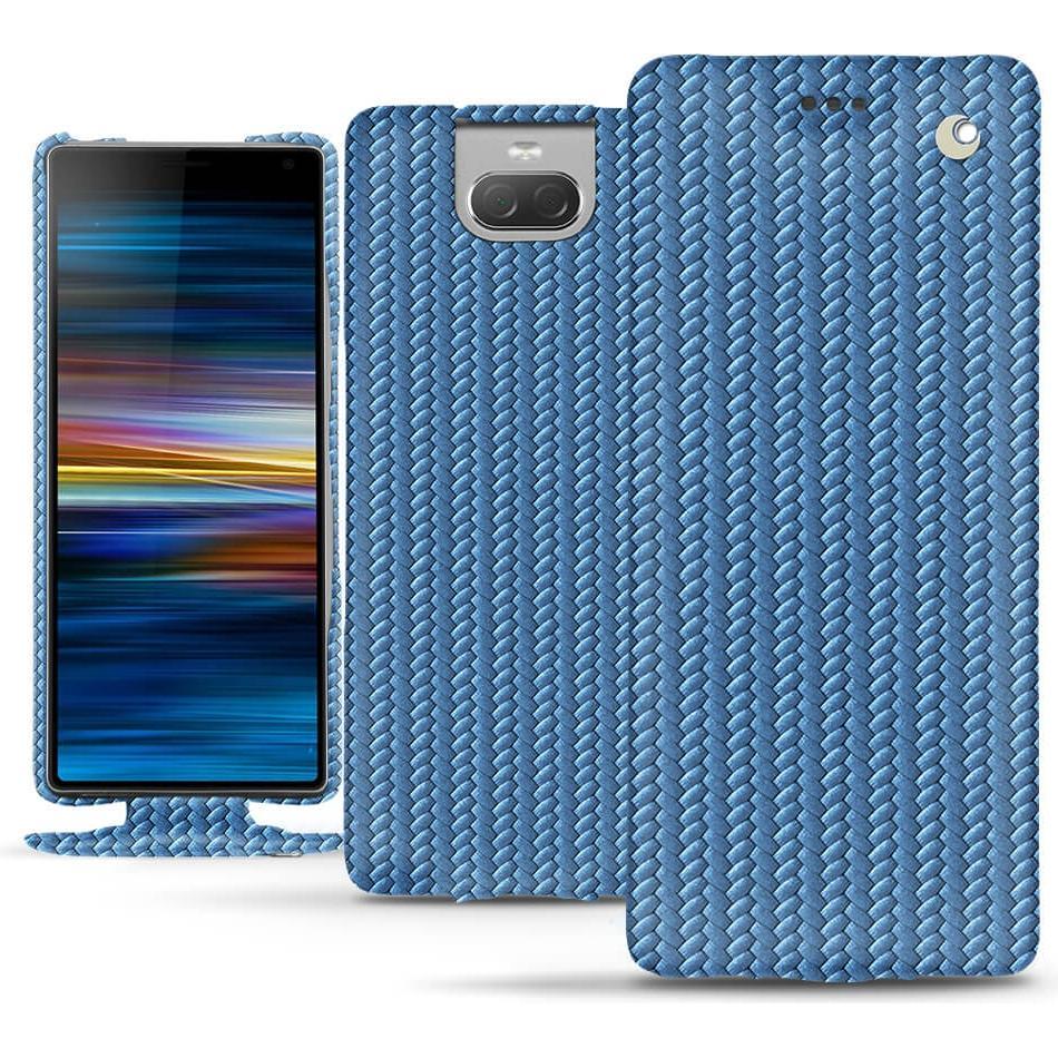 Noreve Lederschutzhülle vertikal (Sony Xperia 10), Smartphone Hülle, Blau