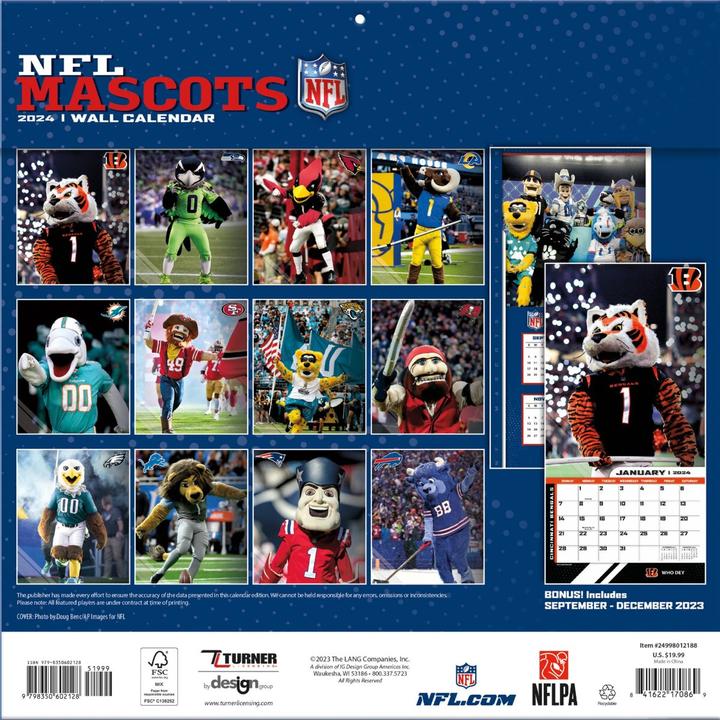 Actual product image NFL - NFL Maskottchen - 30,5 x 30,5 cm Wall Calendar 2024