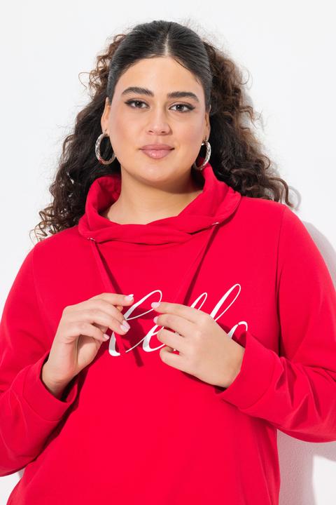 Produktbild Ulla Popken Sweatshirt, Classic Fit, HELLO, Stehkragen (50, 52)