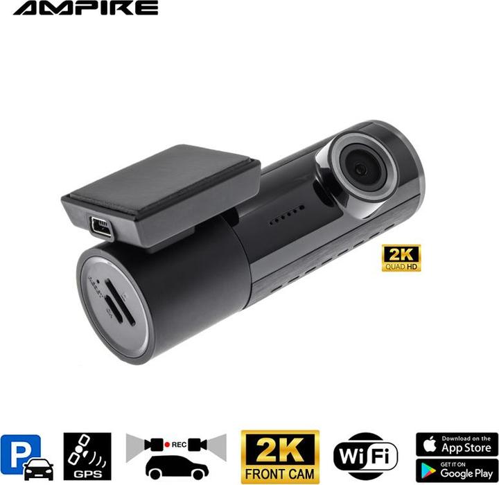 Immagine prodotto Ampire Dual-Dashcam, 2K Frontkamera und AHD Heckkamera, WiFi und GPS (Microfono incorporato, Ricevitore GPS, 2K)