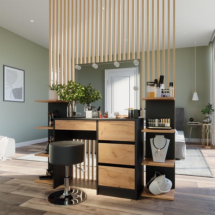 Immagine prodotto Vicco Mensola da parete Paolo, Antracite/oro power oak, 30 x 95 cm Set di 2
