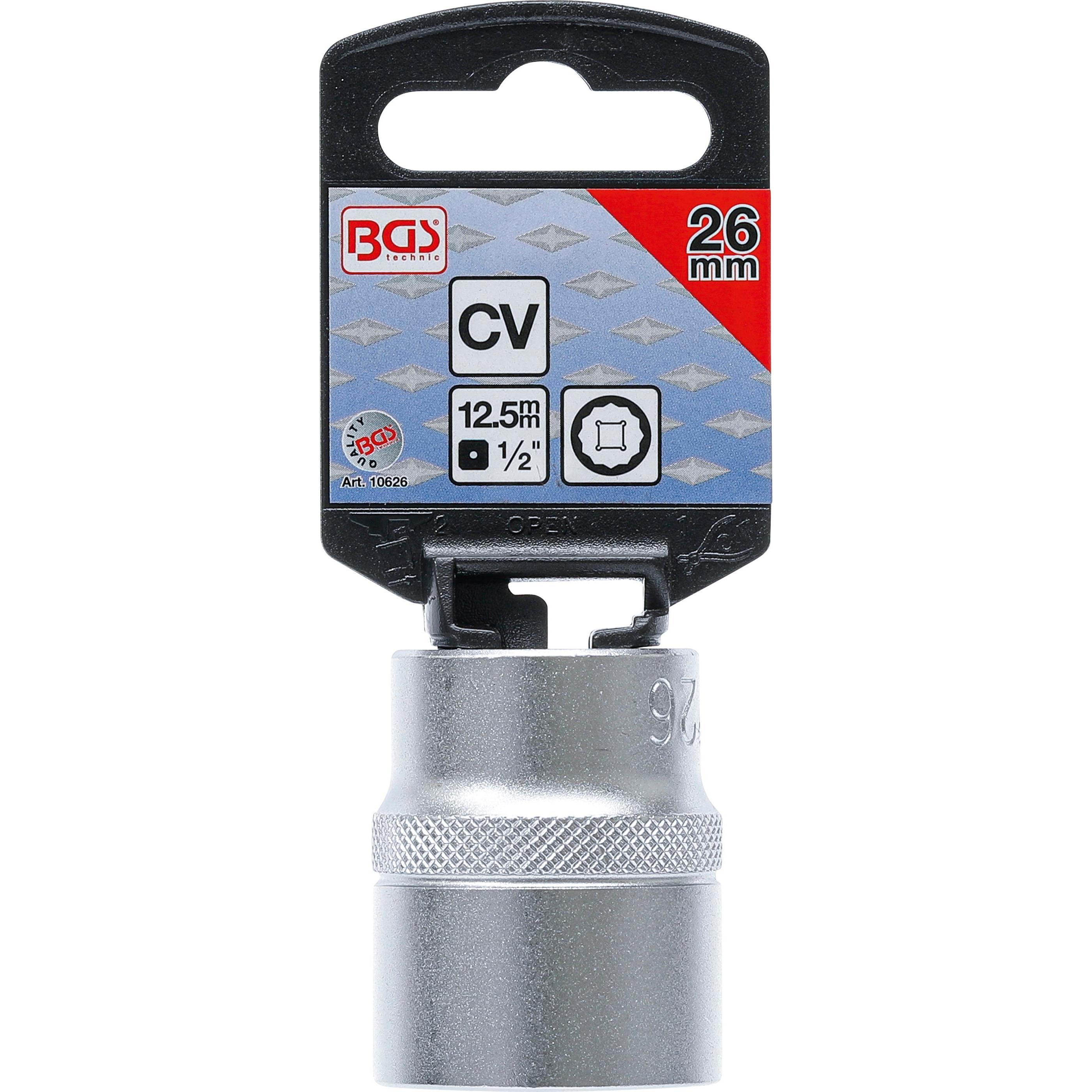 Thumbnail - BGS, Steckschlüssel + Stecknuss, Steckschlüssel-Einsatz Zwölfkant Antrieb Innenvierkant 12,5 mm (1/2") SW 26 mm (26 mm)