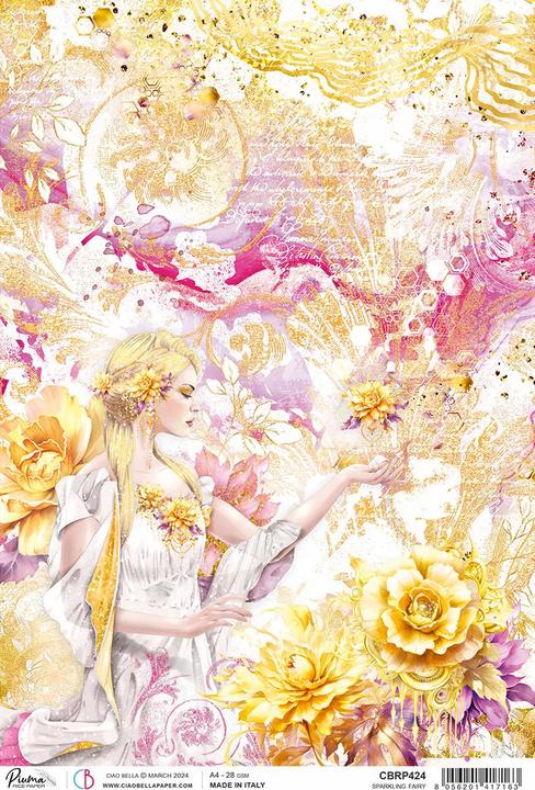 Ciao Bella Motiv-Strohseide "Ethereal - Sparkling Fairy", DIN A4 (28 g/m², 1x)