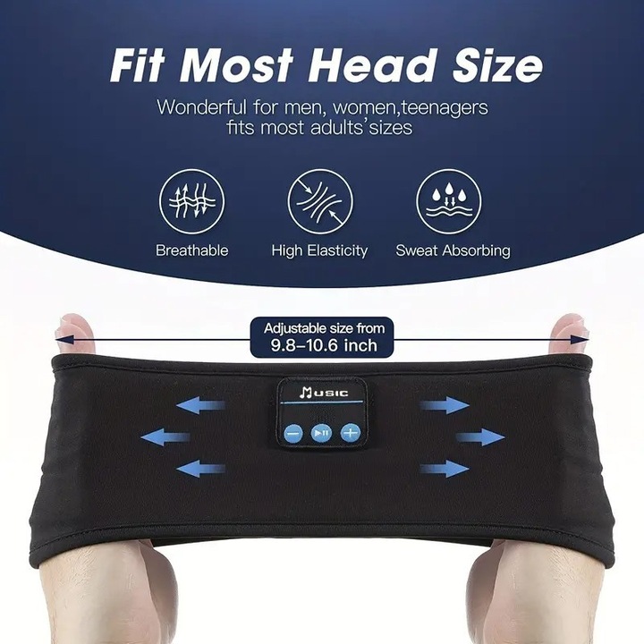 Image du produit Cbx Bandeau Bluetooth avec écouteurs, écouteurs de sommeil sans fil Noir (10 h)