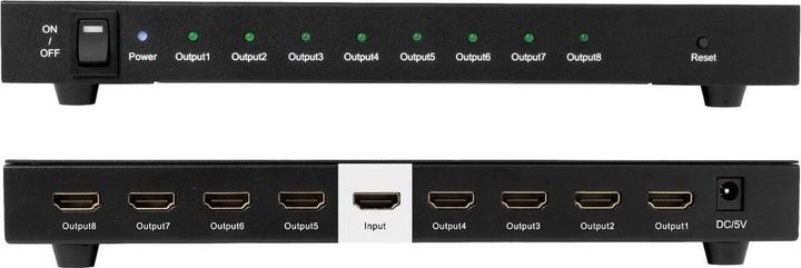 Actual product image Club 3D Club3D HDMI Splitter 1 input -> 8 outputs 4K60Hz UHD retail