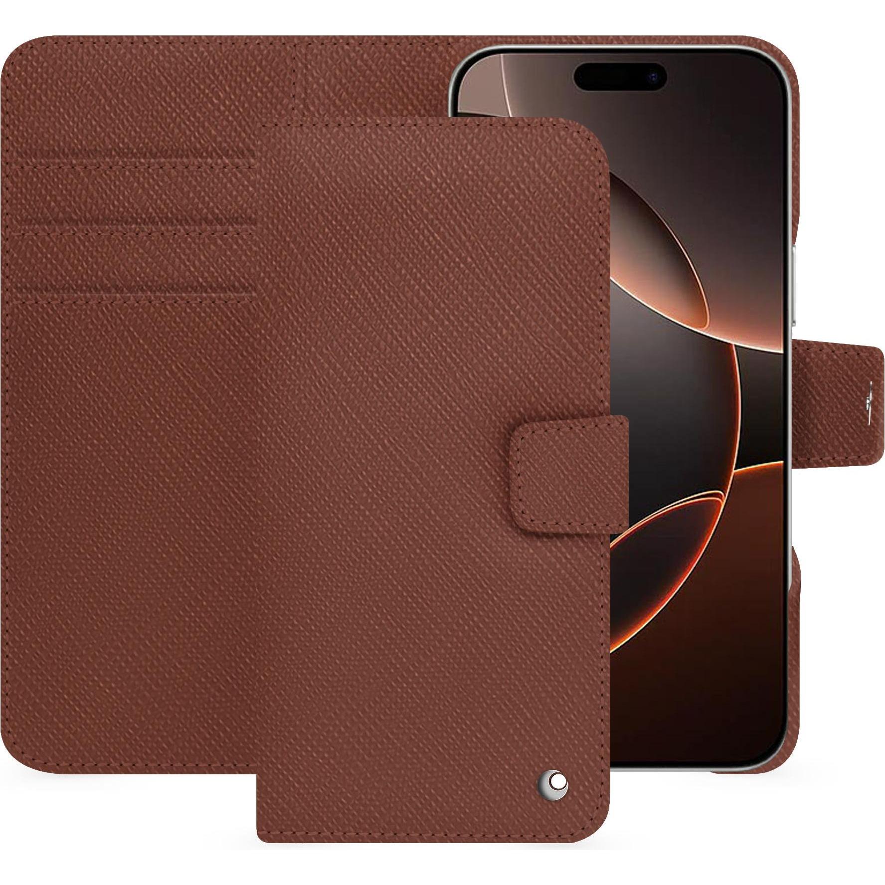 Noreve Lederschutzhülle Apple iPhone 16 Pro (Apple iPhone 16 Pro), Smartphone Hülle, Braun