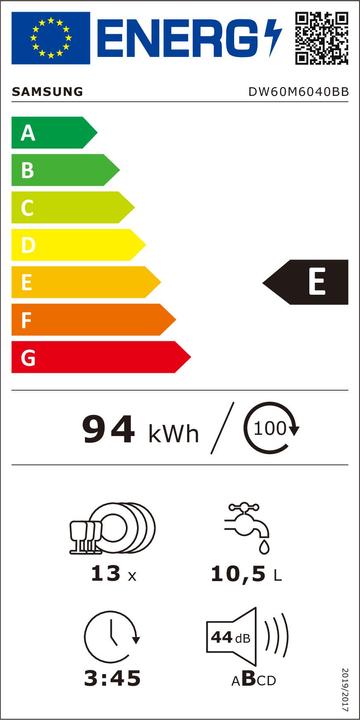 Energie-Label Samsung DW60M6040BB