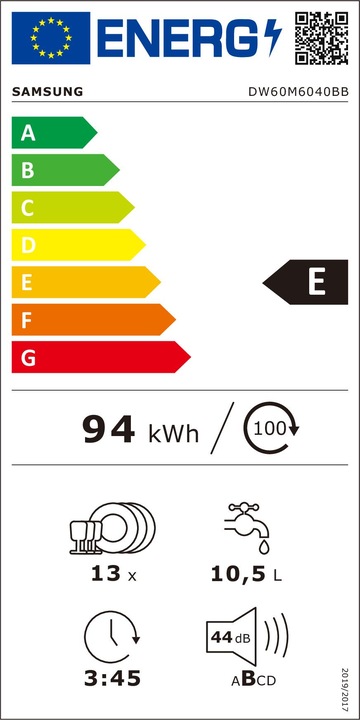 Energy Label Samsung DW60M6040BB