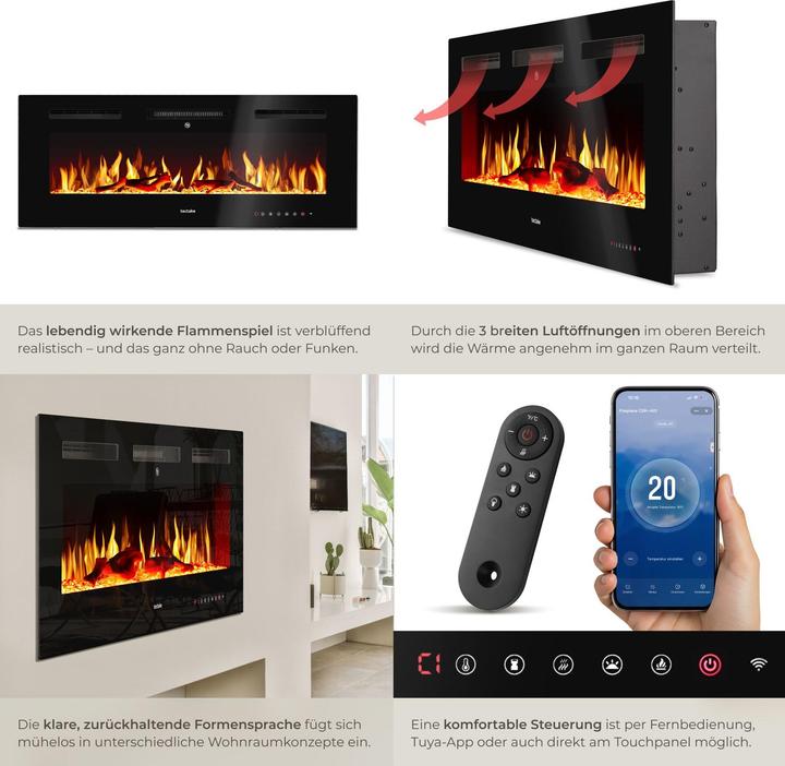 Image du produit tectake Cheminée murale électrique