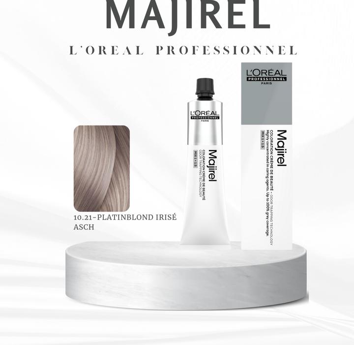 Image du produit L'Oréal Professionnel L'Oréal Majirel 10,21 Platinblond Irisé Asch 60 ml (10.21 Blond platine irisé cendré)