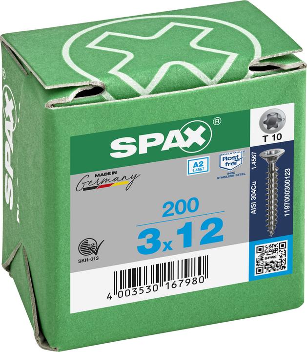 Actual product image Spax A2 Countersunk Head Brake Pads T-Star Plus T10 Fully Threaded (200 Screws per piece)