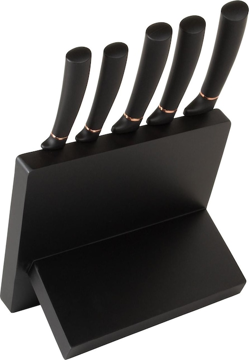 Produktbild BerlingerHaus Design Messerset inkl. magnetischem Messerhalter, 6-teilig, schwarz-rosÃ©gold