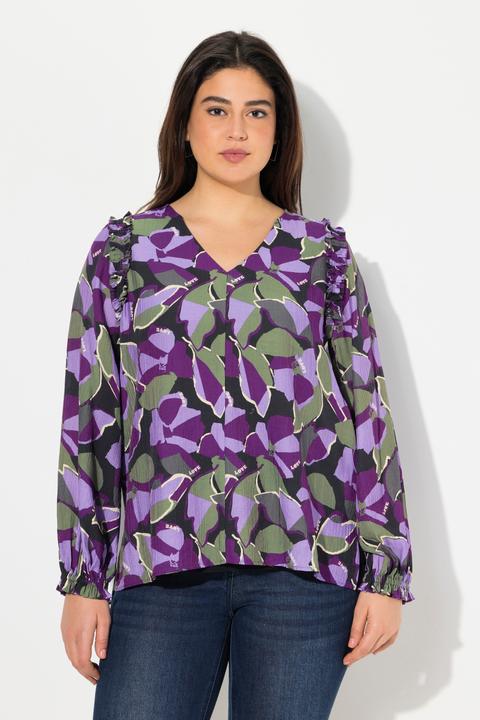 Produktbild Ulla Popken Bluse, A-Linie, Tunika-Ausschnitt, Ziernähte, 3/4-Arm (42, 44)