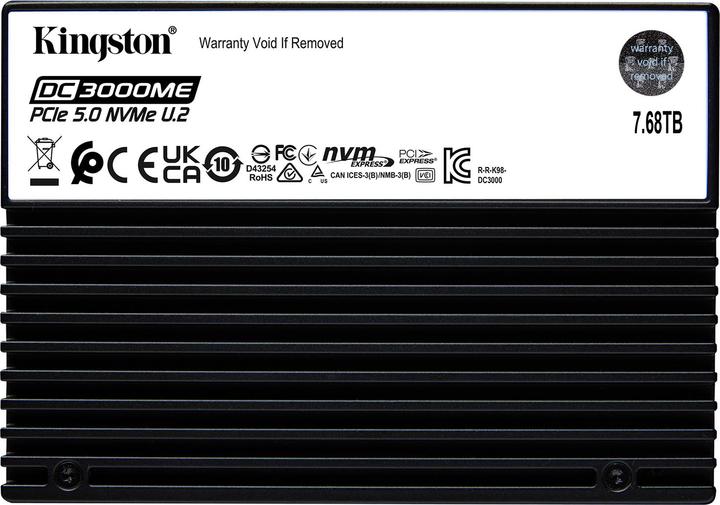 Actual product image Kingston 7.68TB DC3000ME U.2 PCIe 5.0 NVMe TCG Opal Enterprise SSD (7680 GB, 2.5")