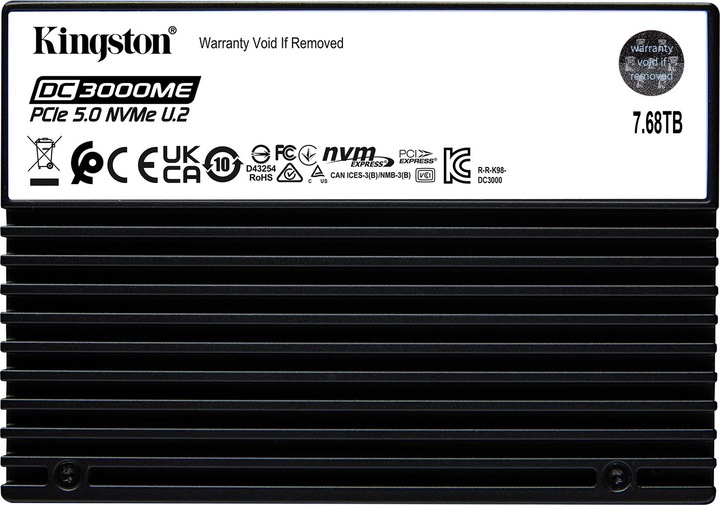 Kingston 7.68TB DC3000ME U.2 PCIe 5.0 NVMe TCG Opal Enterprise SSD (7680 Go, 2.5")