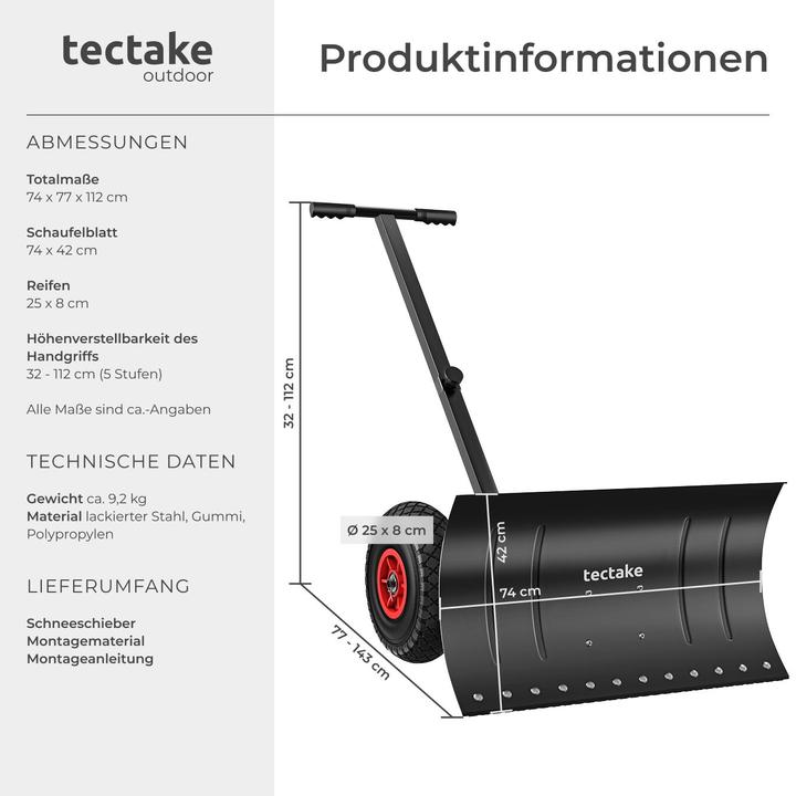 Actual product image tectake Schneeschaufel Muttler, ergonomisch, Luftreifen mit Profil