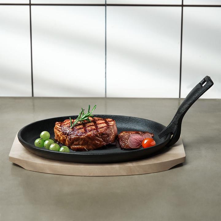 Servierpfanne Aus Gusseisen Mit Stahl-Untersetzer
