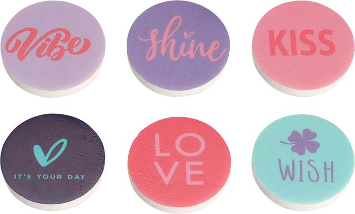 Actual product image No Name Erasers, 6 pieces.