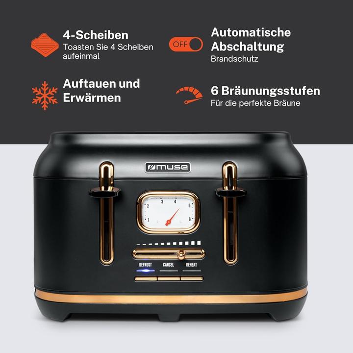 Immagine prodotto Muse MS131 BC Tostapane in acciaio inox nero
