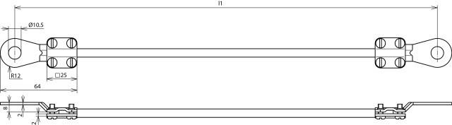 Actual product image Dehn 410930 Earth wire 10qmm/L 3,0m black w.2 cable lug