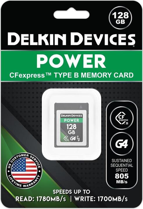 Image du produit Delkin POWER Cfexpress Type B G4 128GB R:1780MB/s W:805MB/s (128 Go, CFexpress type B)
