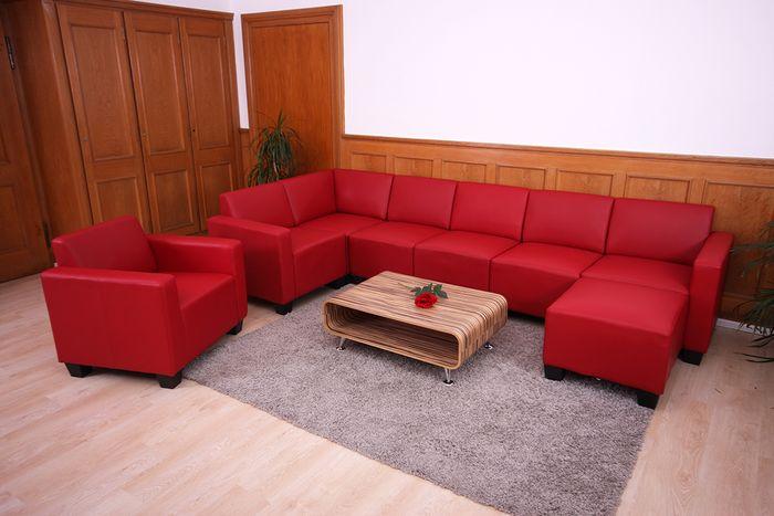 Actual product image Mendler Modular Sofa-System Couch-Garnitur Lyon 6-2, Kunstleder, rot
